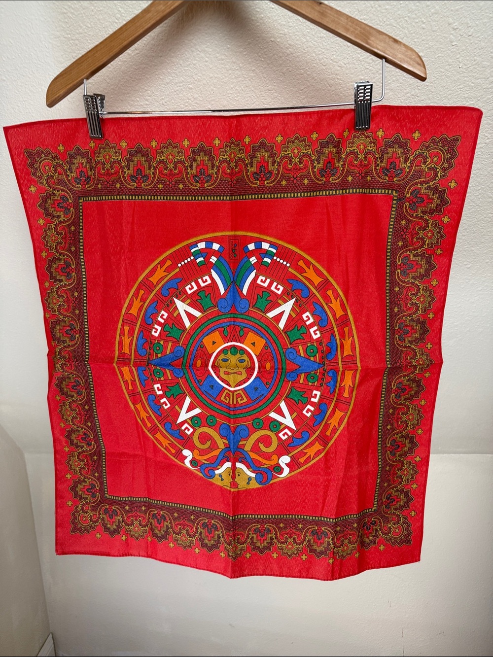 Bright Colorful Aztec-inspired Cotton Scarf